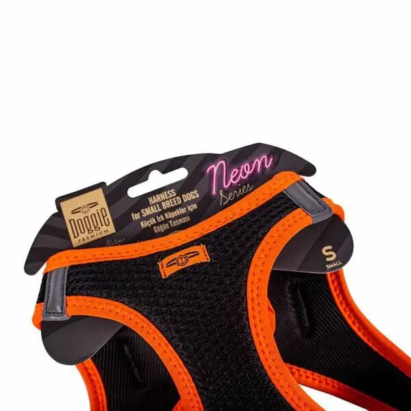 Doggie Havalı Dokuma Neon küçük Irk Köpek Göğüs Tasması Small Turuncu 32-38 Cm