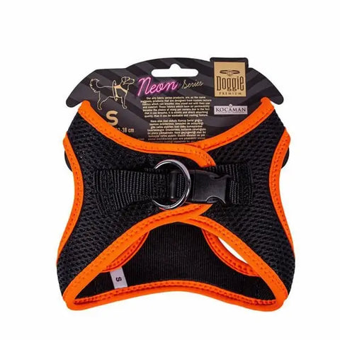 Doggie Havalı Dokuma Neon küçük Irk Köpek Göğüs Tasması Small Turuncu 32-38 Cm