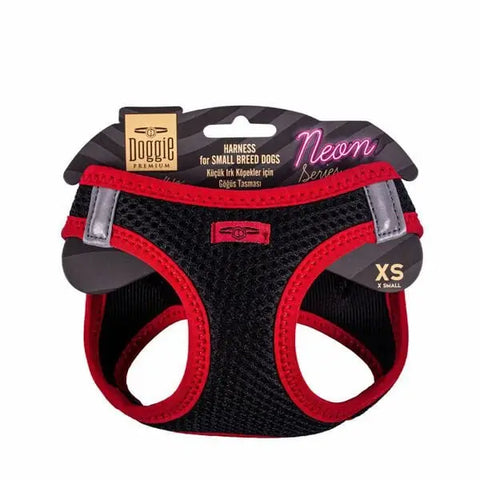 Doggie Havalı Dokuma Neon küçük Irk Köpek Göğüs Tasması Xsmall Kırmızı 30-34 Cm