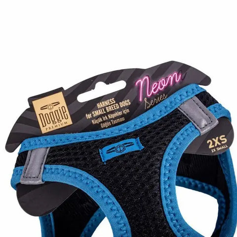 Doggie Havalı Dokuma Neon küçük Irk Köpek Göğüs Tasması Xxsmall Mavi 26-30 Cm