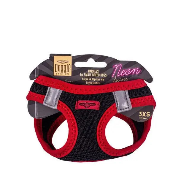 Doggie Havalı Dokuma Neon küçük Irk Köpek Göğüs Tasması Xxxsmall Kırmızı 22-26 Cm