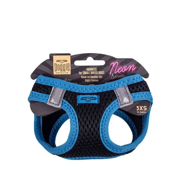 Doggie Havalı Dokuma Neon küçük Irk Köpek Göğüs Tasması Xxxsmall Mavi 22-26 Cm