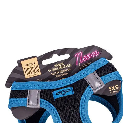 Doggie Havalı Dokuma Neon küçük Irk Köpek Göğüs Tasması Xxxsmall Mavi 22-26 Cm