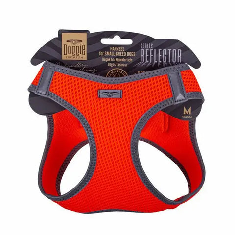Doggie Havalı Dokuma Reflektör küçük Irk Köpek Göğüs Tasması Medium Turuncu 38-44 Cm