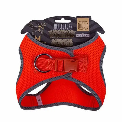 Doggie Havalı Dokuma Reflektör küçük Irk Köpek Göğüs Tasması Medium Turuncu 38-44 Cm