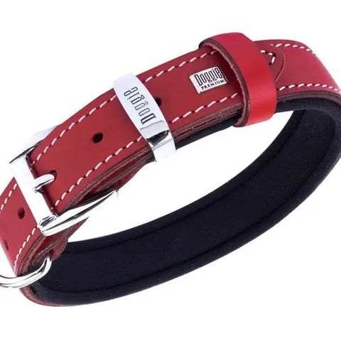 Doggie Konfor Deri Köpek Boyun Tasması Medium Kırmızı 2.5x37 45 Cm
