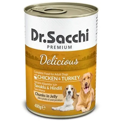 Dr.sacchi Tavuk ve Hindi Etli Yetişkin Köpek Konservesi 400 Gr