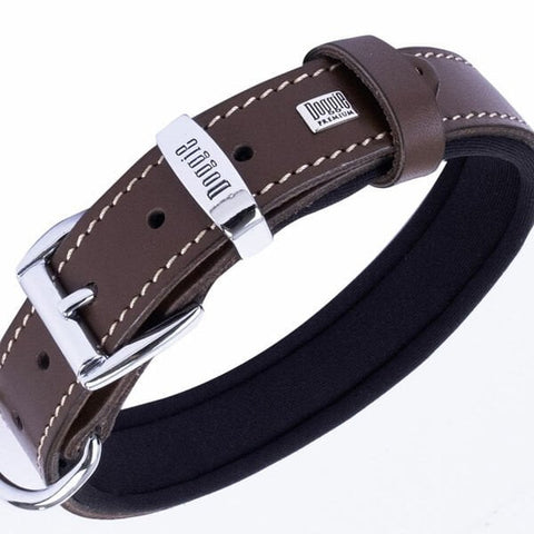 Doggie Comfort Deri Nazar Boncuklu Köpek Boyun Tasması Medium Kahverengi 2.5x37-45 Cm