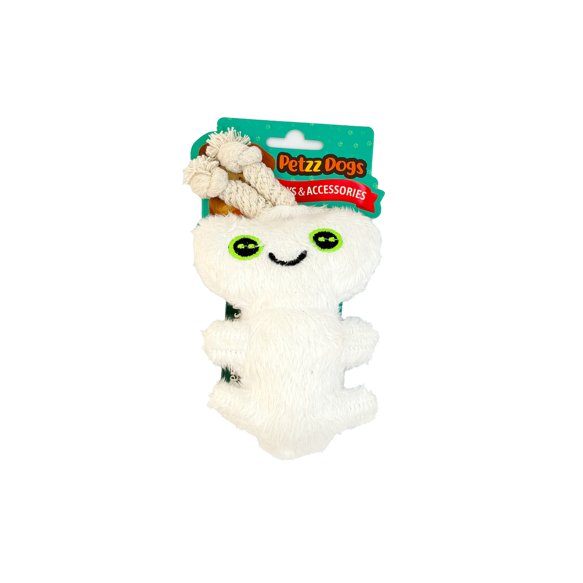 PetzzDogs Axelot Sesli Dayanıklı Peluş Köpek Çiğneme Oyuncağı Beyaz 15x9 Cm
