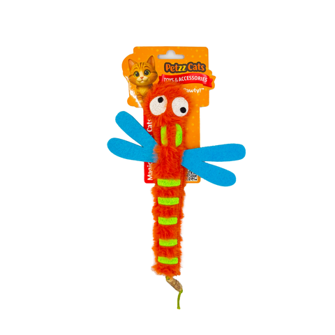 PetzzCats DragonFly Matatabi ve Çıngırak Sesli Peluş Kedi Oyuncağı Turuncu 22x15 Cm
