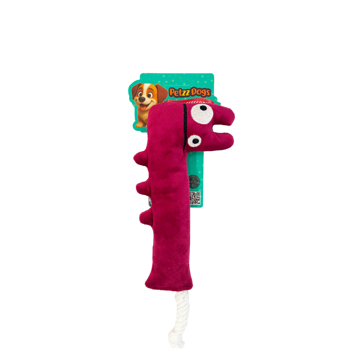 PetzzDogs Donk Sesli Dayanıklı Peluş Köpek Çiğneme Oyuncağı Bordo 34x11 Cm