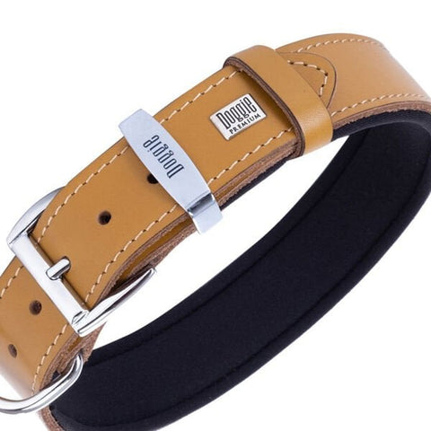 Doggie Comfort Deri Kemik Süslü Köpek Boyun Tasması Large Camel 3.5x52-60 Cm