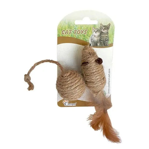 Eastland Keten İpli Fare ve Top Kedi Oyuncağı Seti 2 Adet