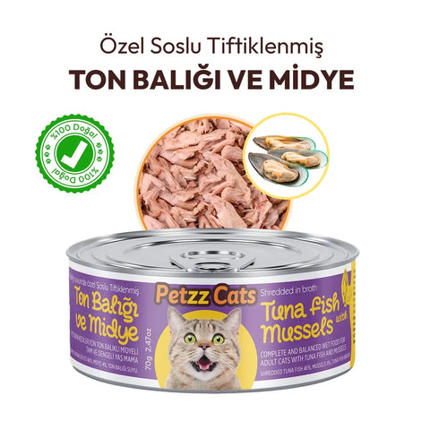 PetzzCats Ton Balığı  Midye Konserve Kedi Maması 1 Adet 70 Gr