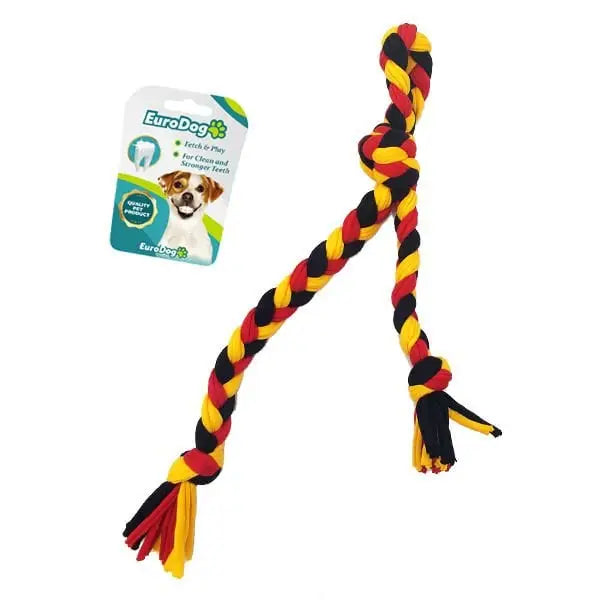 Euro Dog Düğümlü Diş İpi Köpek Oyuncağı Sarı/siyah/kırmızı 42 Cm