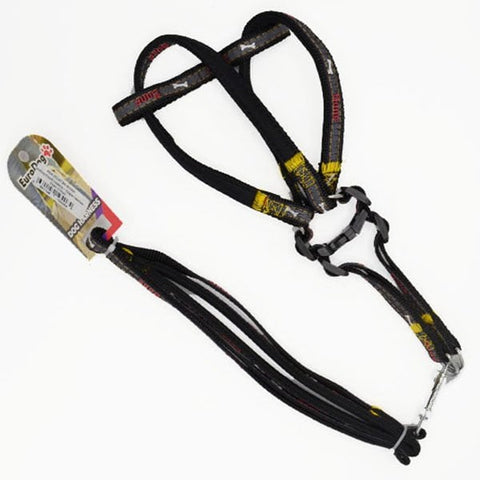 Euro Dog Köpek Uzatma Tasması ve Göğüs Tasması Siyah 20 Mm 120 Cm
