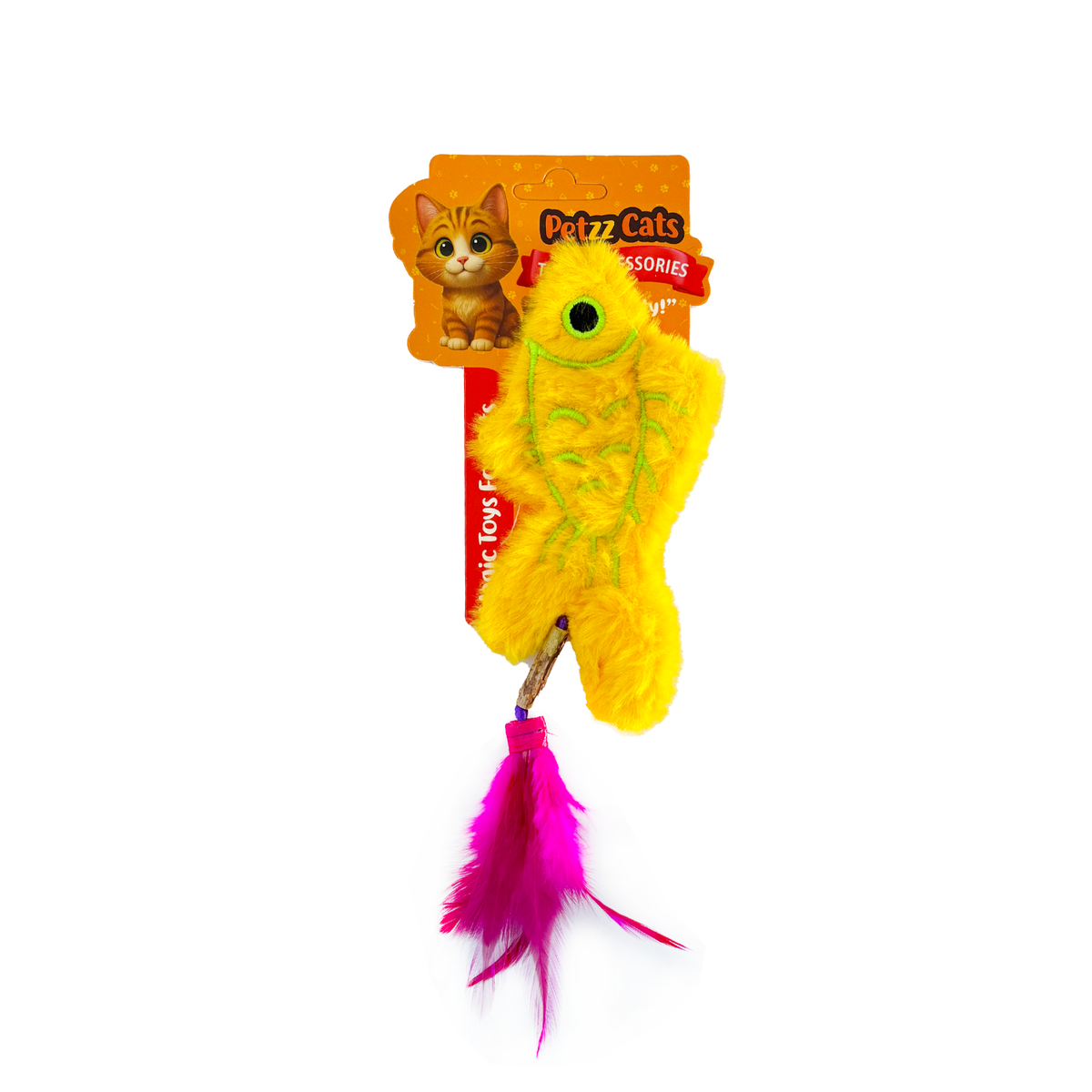 PetzzCats Fish Matatabi ve Çıngırak Sesli Peluş Kedi Oyuncağı Sarı 20x8 Cm