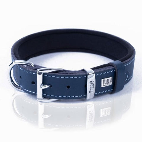 Doggie Comfort Deri Nazar Boncuklu Köpek Boyun Tasması Medium Mavi 3x42-50 Cm