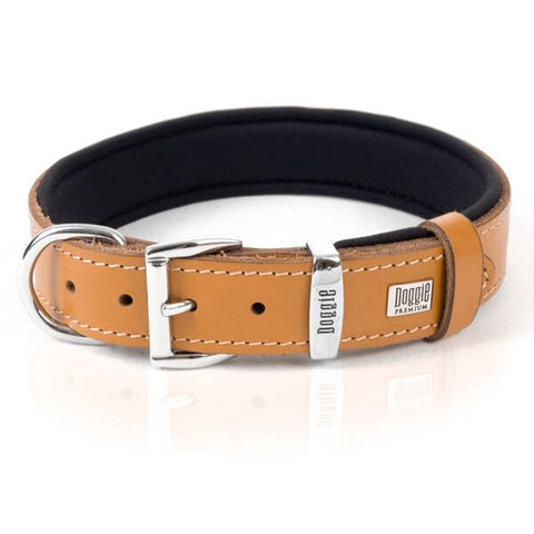 Doggie Comfort Deri Kemik Süslü Köpek Boyun Tasması Medium Camel 3x42-50 Cm