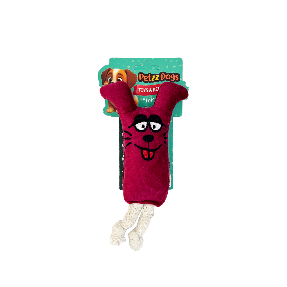 PetzzDogs Mona Sesli Dayanıklı Peluş Köpek Çiğneme Oyuncağı Bordo 26x11 Cm
