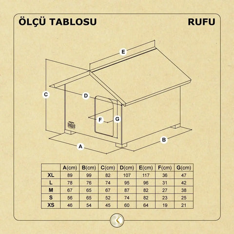 Doggie Rufu Model Ahşap Köpek Kulübesi Xlarge 89x99x82 Cm