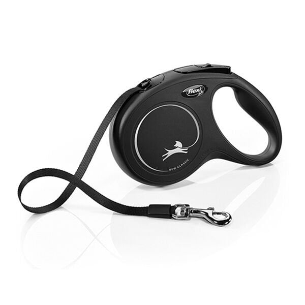 Flexi New Classic Şerit Otomatik Köpek Gezdirme Tasması Medium Siyah 5 Mt