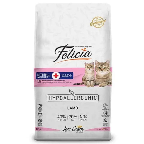 Felicia Hipoalerjenik Kuzu Etli Anne ve Yavru Kedi Maması 12 Kg