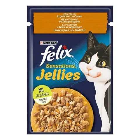 Felix Sensations Taze Havuçlu Jöle İçerisinde Tavuklu Yetişkin Konserve Kedi Maması 85 Gr