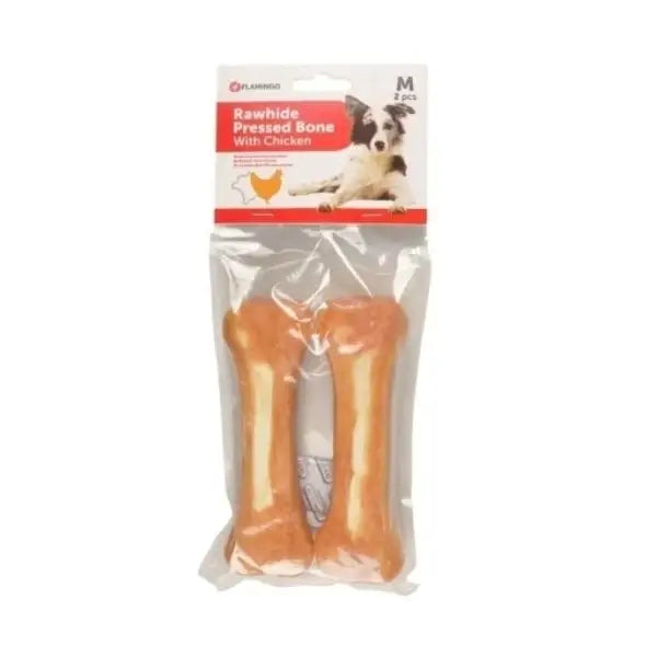 Flamingo Rhide Tavuk Kaplı Kemik Köpek ödül Maması 2 Adet 15 Cm 220 Gr