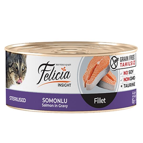 Felicia Tahılsız Somonlu Fileto Kısırlaştırılmış Konserve Kedi Maması 1 Adet 85 Gr