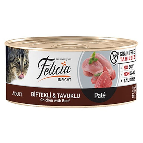 Felicia Tahılsız Biftekli Tavuklu Kıyılmış Yetişkin Konserve Kedi Maması 1 Adet 85 Gr