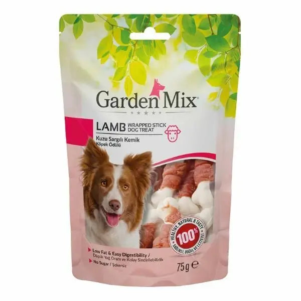 Garden Mix Kuzu Sargılı Kemik Düşük Yağlı şekersiz Köpek ödül Maması 75 Gr