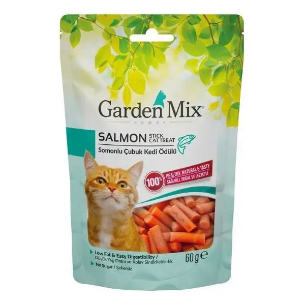 Garden Mix Somonlu Düşük Yağlı şekersiz Stick Kedi ödül Maması 60 Gr