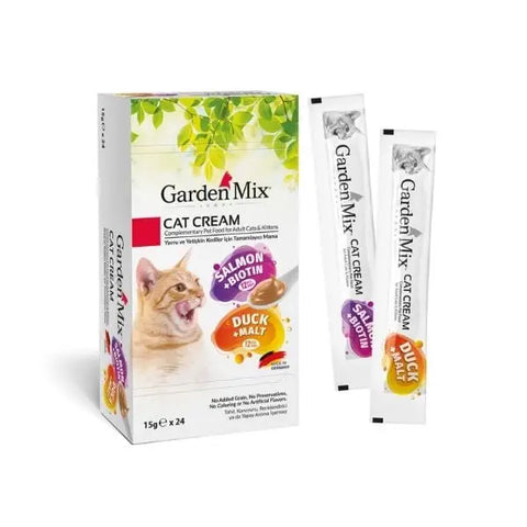 Garden Mix Somonlu ve ördekli Sıvı Kedi ödül Maması 15 Gr 24 Adet