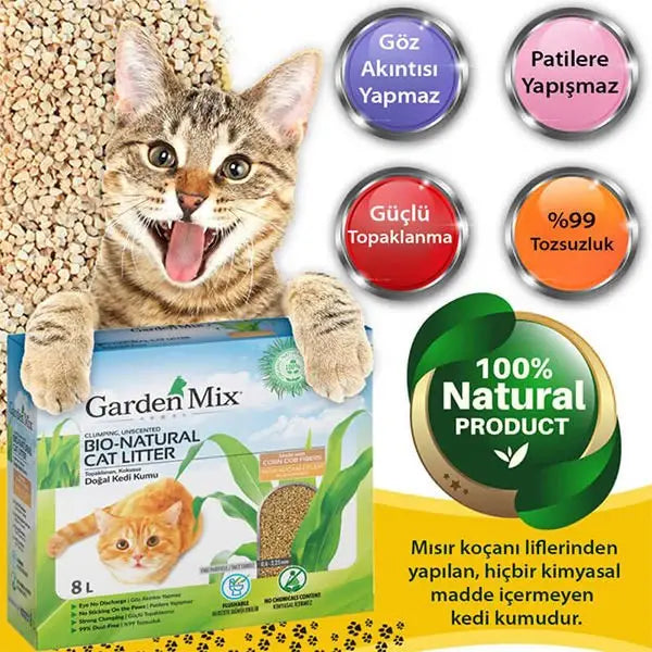 Garden Mix Topaklanan Mısır Lifli Kedi Kumu 8 Lt