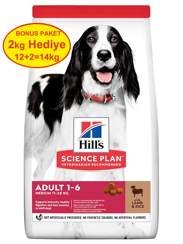 Hills Kuzu Etli Orta Irk Yetişkin Köpek Maması 12 + 2 Kg Hediyeli