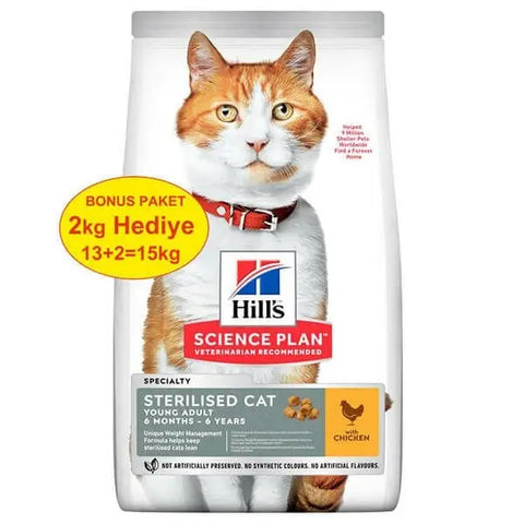 Hills Young Sterilised Tavuklu Kısırlaştırılmış Kedi Maması 13 + 2 Kg Hediyeli