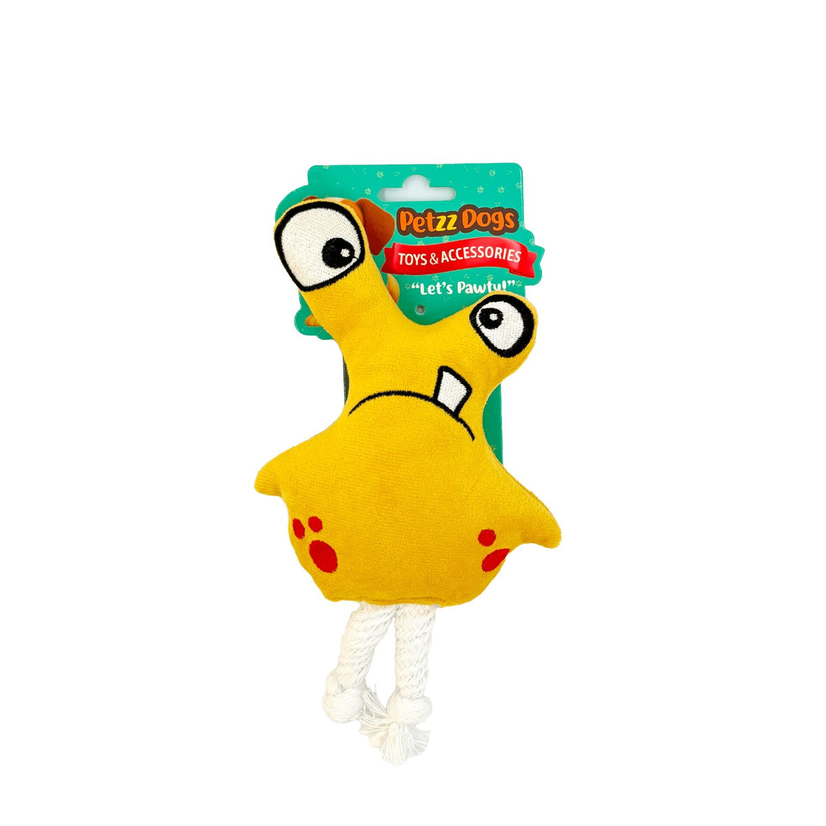 PetzzDogs Kuntik Sesli Dayanıklı Peluş Köpek Çiğneme Oyuncağı Sarı 22x16 Cm