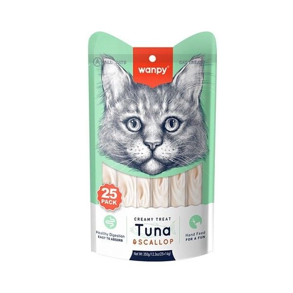 Wanpy Ton Balıklı ve Deniz Taraklı Sıvı Kedi Ödülü 1 Adet 25x14 Gr