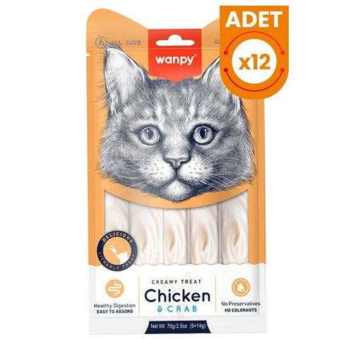 Wanpy Kremalı Tavuk ve Yengeçli Kedi Ödül Maması 1 Adet 5x14 Gr