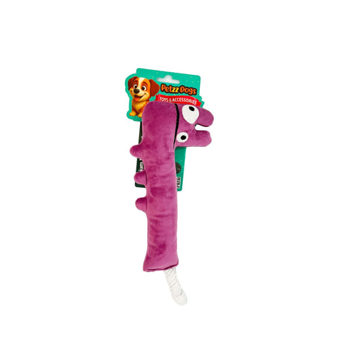 PetzzDogs Donk Sesli Dayanıklı Peluş Köpek Çiğneme Oyuncağı Bordo 34x11 Cm