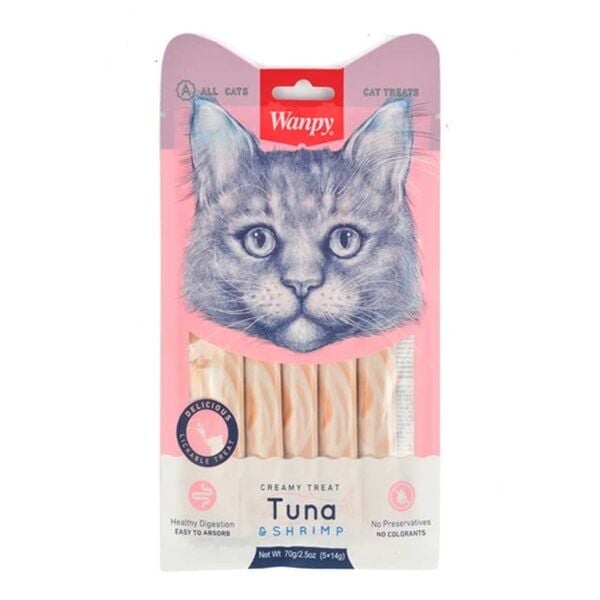 Wanpy Ton Balığı ve Karidesli Sıvı Kedi Ödül Maması 1 Adet 25x14 Gr