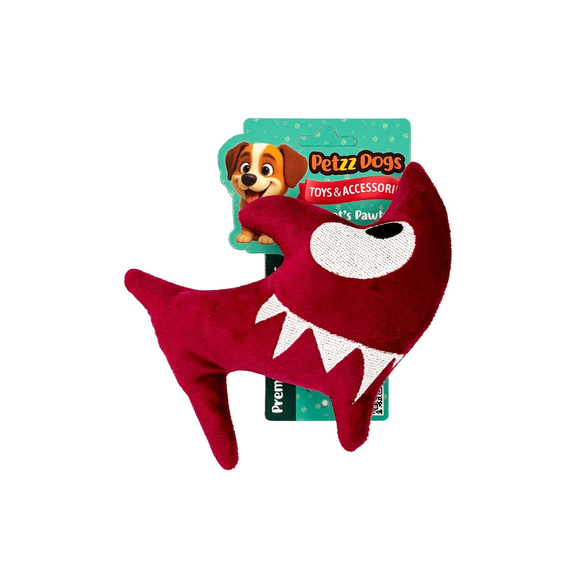 PetzzDogs Shark Sesli Dayanıklı Peluş Köpek Çiğneme Oyuncağı Bordo 16x14 Cm