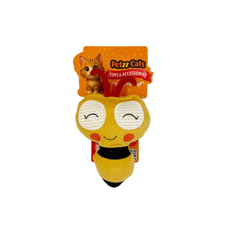 PetzzCats Bee Matatabili ve Çıngırak Sesli Peluş Kedi Oyuncağı Mavi 16x8 Cm