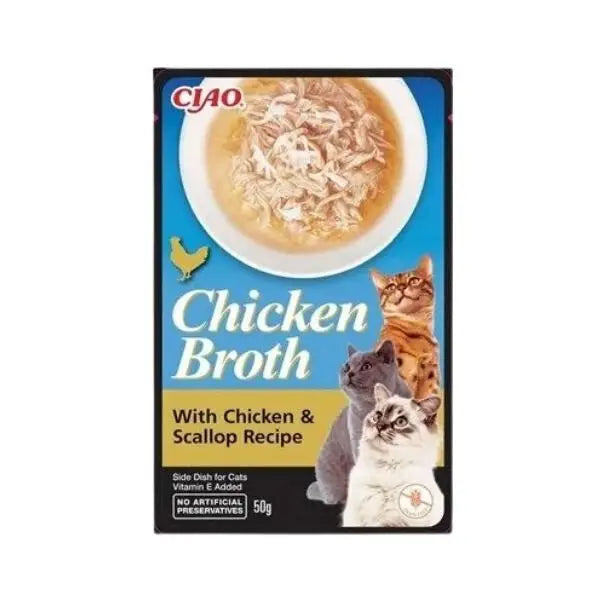 Inaba Ciao Chicken Broth Tavuk Sulu ve Deniz Taraklı Kedi çorbası 50 Gr