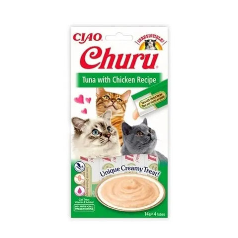 Inaba Ciao Churu Cream Ton Balıklı ve Tavuklu Sıvı Kedi ödül Maması 14 Gr 4 Adet