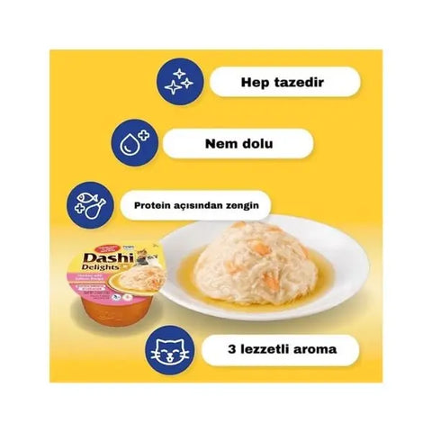 Inaba Ciao Dashi Delights Tavuklu Ton ve Somon Balıklı Kedi çorbası 70 Gr