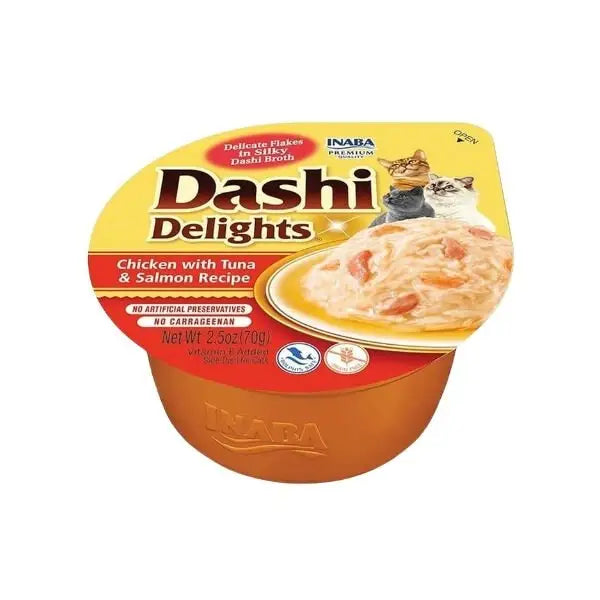 Inaba Ciao Dashi Delights Tavuklu Ton ve Somon Balıklı Kedi çorbası 70 Gr