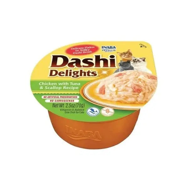 Inaba Ciao Dashi Delights Ton Balıklı Tavuklu ve Deniz Taraklı Kedi çorbası 70 Gr