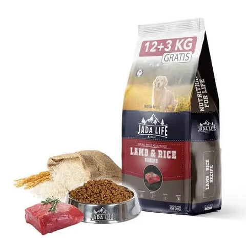 Jada Life Kuzu ve Pirinçli Yetişkin Köpek Maması 12 Kg + 3 Hediyeli